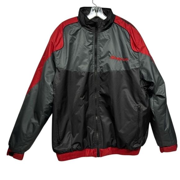 Men's Snap-On Tools Red Black Gray Puffer Winter Jacket Coat Size Large XL - Picture 1 of 13